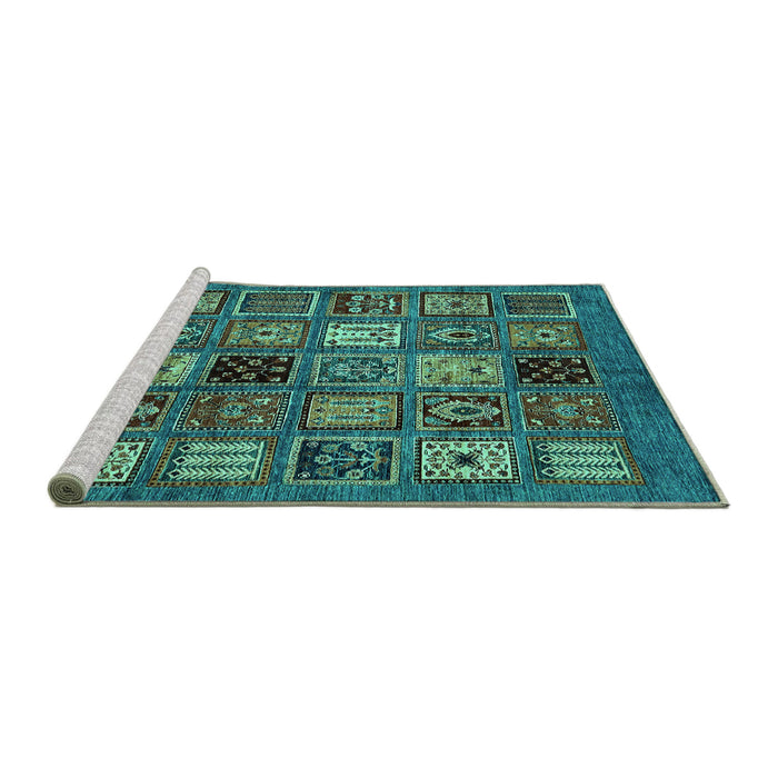Sideview of Machine Washable Oriental Turquoise Modern Area Rugs, wshabs610turq