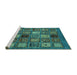 Sideview of Machine Washable Oriental Turquoise Modern Area Rugs, wshabs610turq