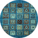 Round Oriental Light Blue Modern Rug, abs610lblu