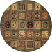 Round Oriental Brown Modern Rug, abs610brn