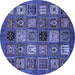 Round Oriental Blue Modern Rug, abs610blu