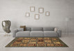 Machine Washable Oriental Brown Modern Rug in a Living Room,, wshabs610brn