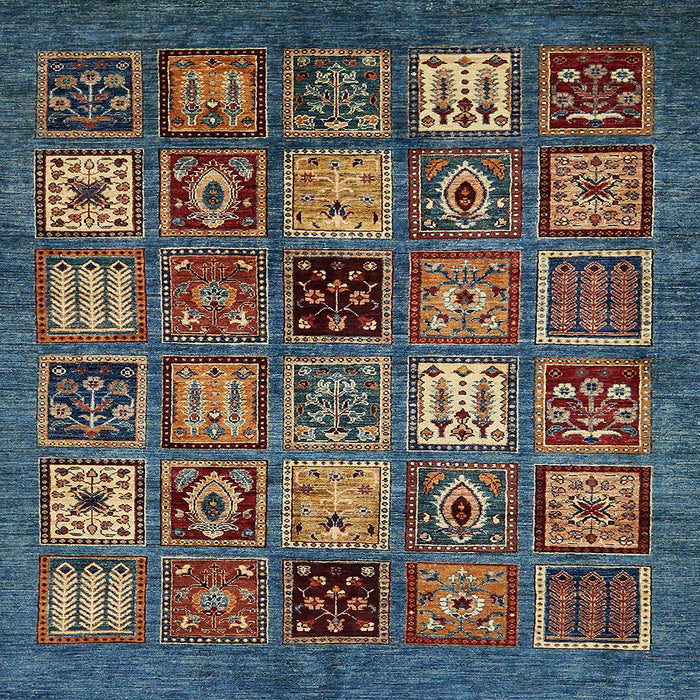 Square Abstract Burgundy Brown Oriental Rug, abs610