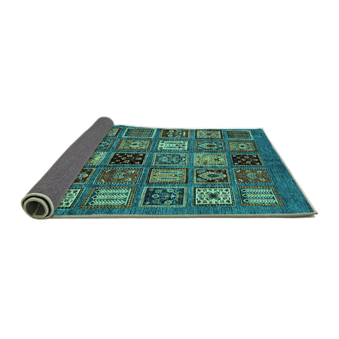 Sideview of Oriental Turquoise Modern Rug, abs610turq
