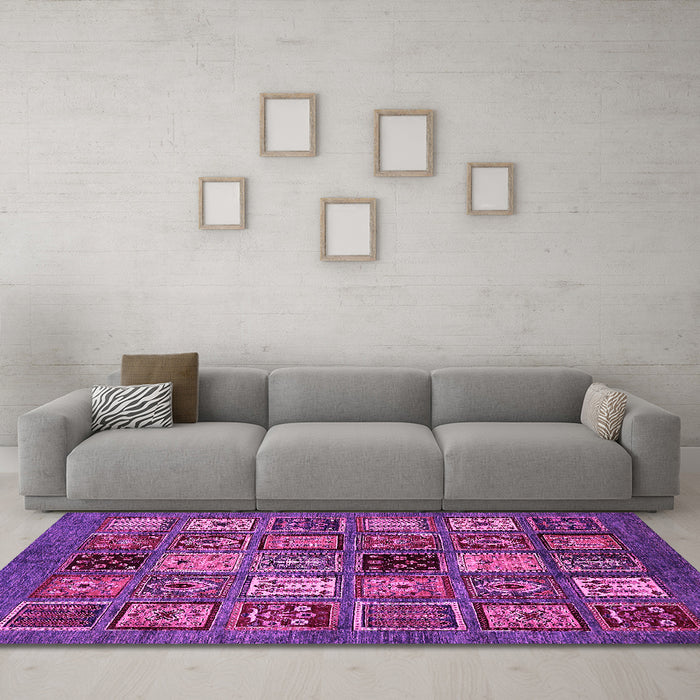 Machine Washable Oriental Pink Modern Rug in a Living Room, wshabs610pnk