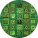 Round Oriental Green Modern Rug, abs610grn