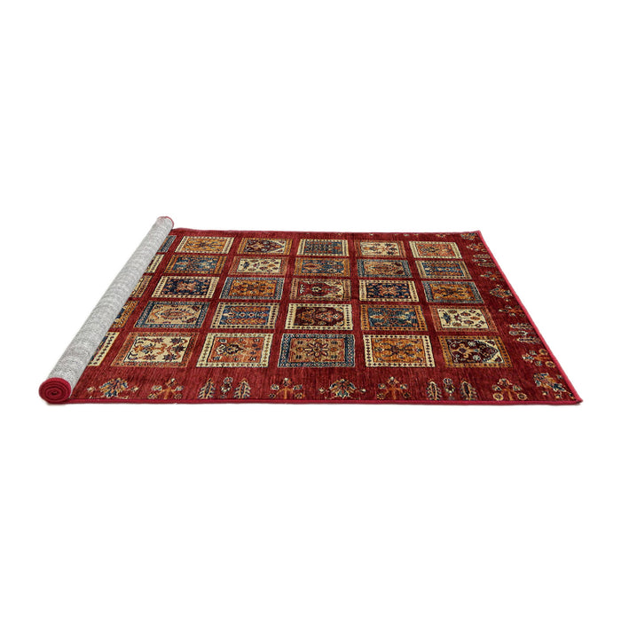 Sideview of Machine Washable Abstract Tomato Red Rug, wshabs611