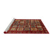 Sideview of Machine Washable Abstract Tomato Red Rug, wshabs611