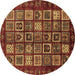 Round Abstract Brown Modern Rug, abs611brn