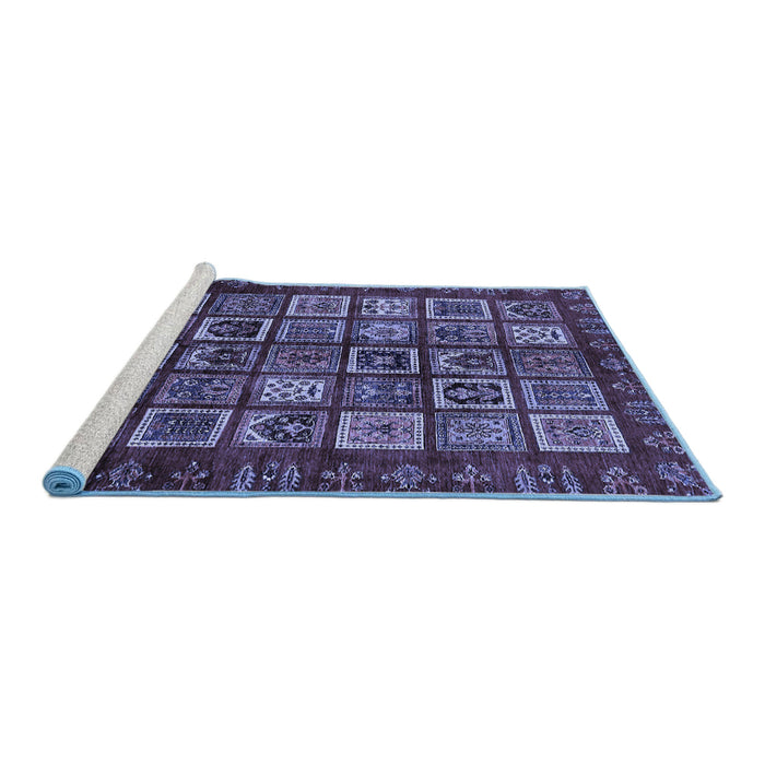 Sideview of Machine Washable Abstract Blue Modern Rug, wshabs611blu