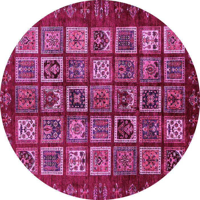 Round Machine Washable Abstract Pink Modern Rug, wshabs611pnk