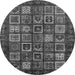 Round Abstract Gray Modern Rug, abs611gry