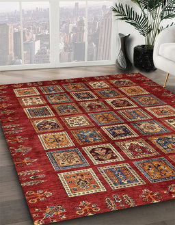 Abstract Red Modern Rug in Family Room, abs611