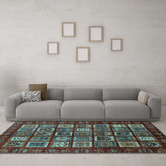 Machine Washable Abstract Light Blue Modern Rug in a Living Room, wshabs611lblu