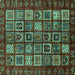 Square Abstract Turquoise Modern Rug, abs611turq