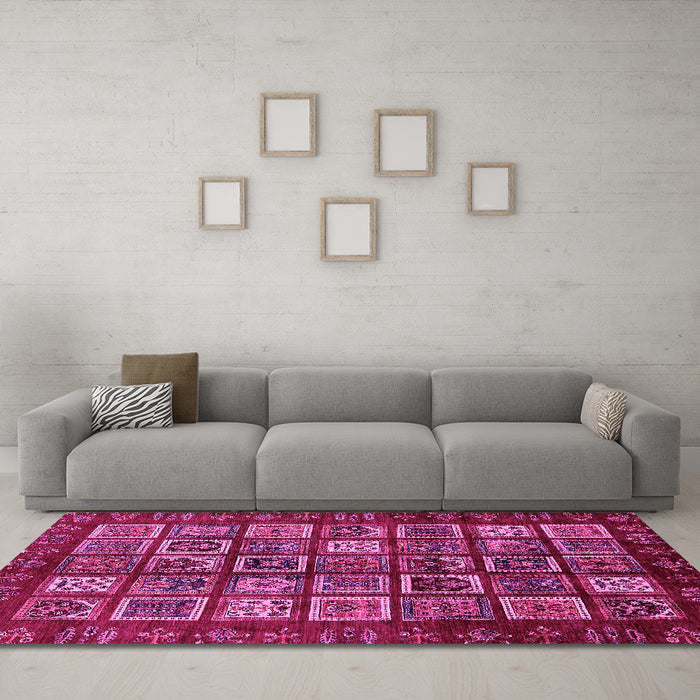Machine Washable Abstract Pink Modern Rug in a Living Room, wshabs611pnk