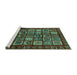 Sideview of Machine Washable Abstract Turquoise Modern Area Rugs, wshabs611turq