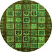 Round Abstract Green Modern Rug, abs611grn