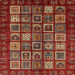 Square Machine Washable Abstract Tomato Red Rug, wshabs611