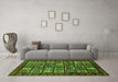 Machine Washable Abstract Green Modern Area Rugs in a Living Room,, wshabs611grn