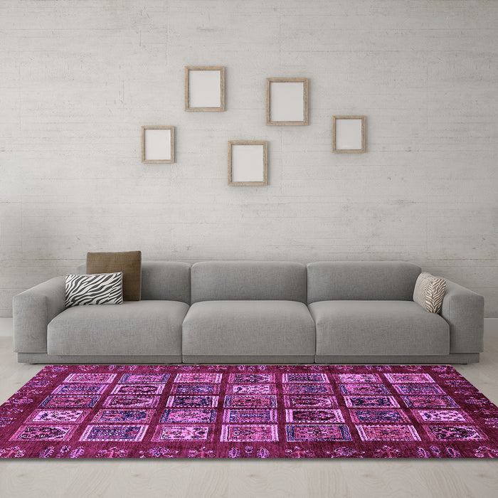Machine Washable Abstract Purple Modern Area Rugs in a Living Room, wshabs611pur