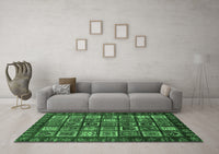 Machine Washable Abstract Emerald Green Modern Rug, wshabs611emgrn