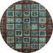 Round Machine Washable Abstract Light Blue Modern Rug, wshabs611lblu