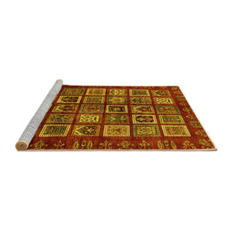 Sideview of Machine Washable Abstract Yellow Modern Rug, wshabs611yw