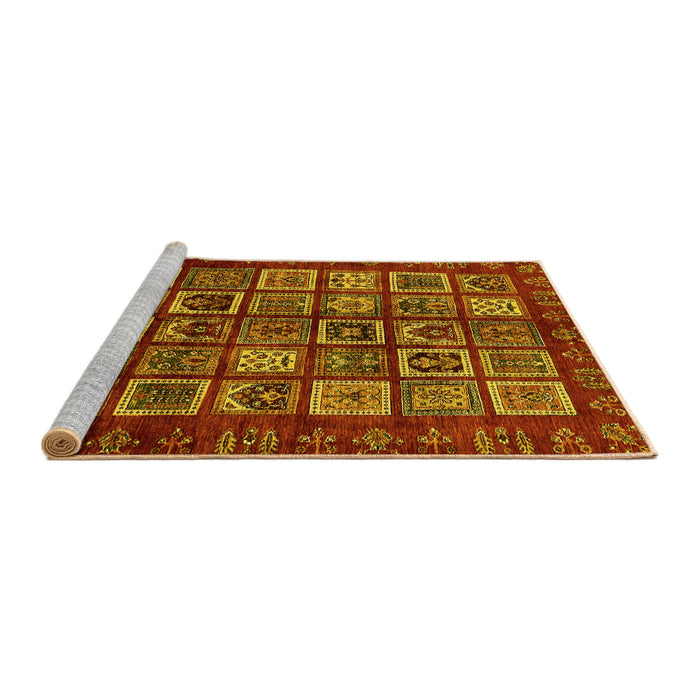Sideview of Machine Washable Abstract Yellow Modern Rug, wshabs611yw