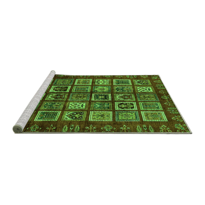 Sideview of Machine Washable Abstract Green Modern Area Rugs, wshabs611grn