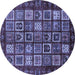 Round Abstract Blue Modern Rug, abs611blu