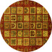 Round Machine Washable Abstract Yellow Modern Rug, wshabs611yw