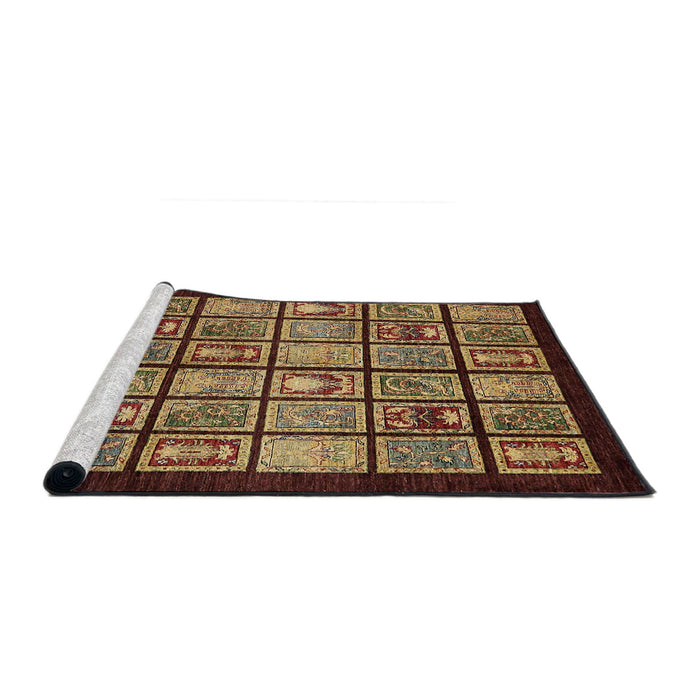 Sideview of Machine Washable Abstract Red Rug, wshabs612