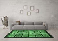 Machine Washable Abstract Emerald Green Modern Rug, wshabs612emgrn