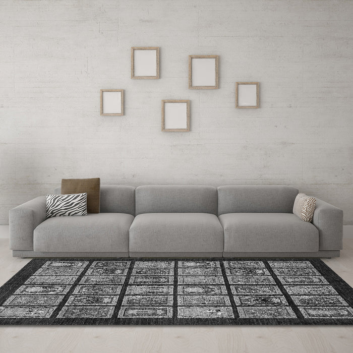 Machine Washable Abstract Gray Modern Rug in a Living Room,, wshabs612gry