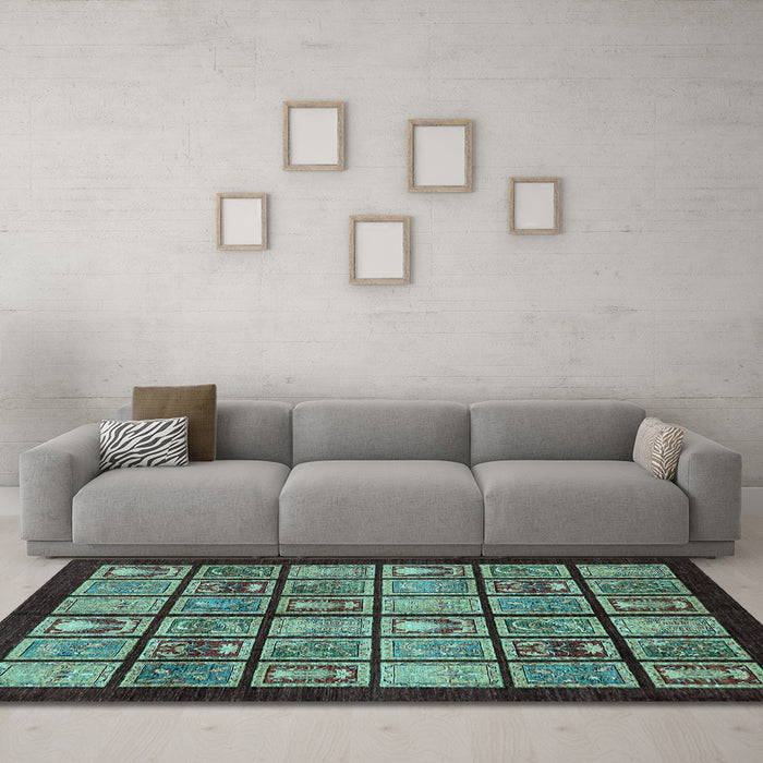 Machine Washable Abstract Light Blue Modern Rug in a Living Room, wshabs612lblu