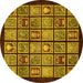 Round Abstract Yellow Modern Rug, abs612yw