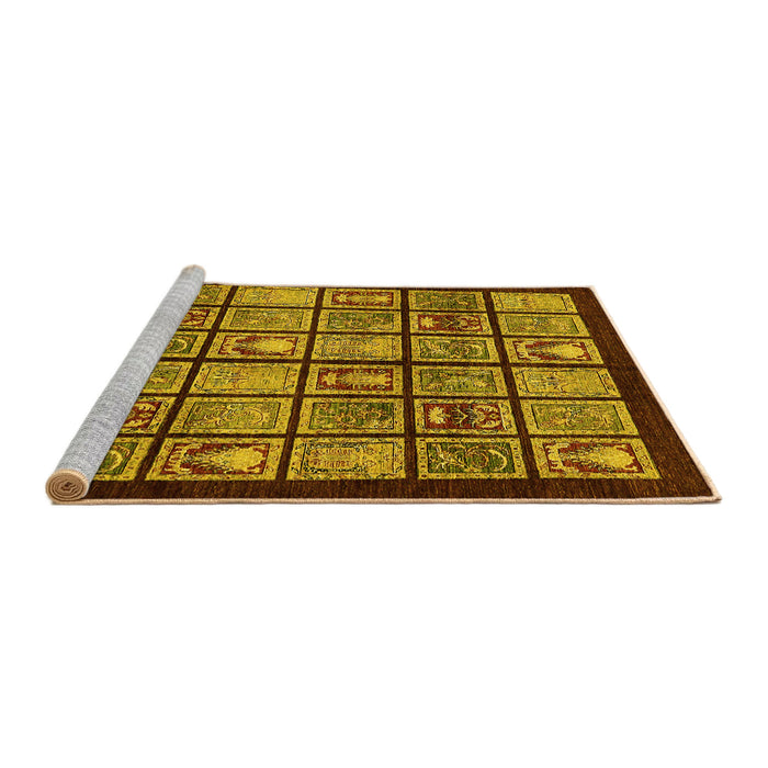 Sideview of Machine Washable Abstract Yellow Modern Rug, wshabs612yw