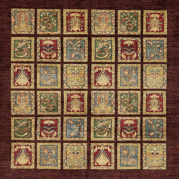 Square Abstract Red Modern Rug, abs612