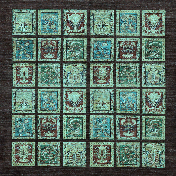 Square Abstract Light Blue Modern Rug, abs612lblu