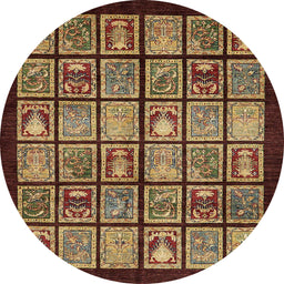 Round Abstract Red Modern Rug, abs612