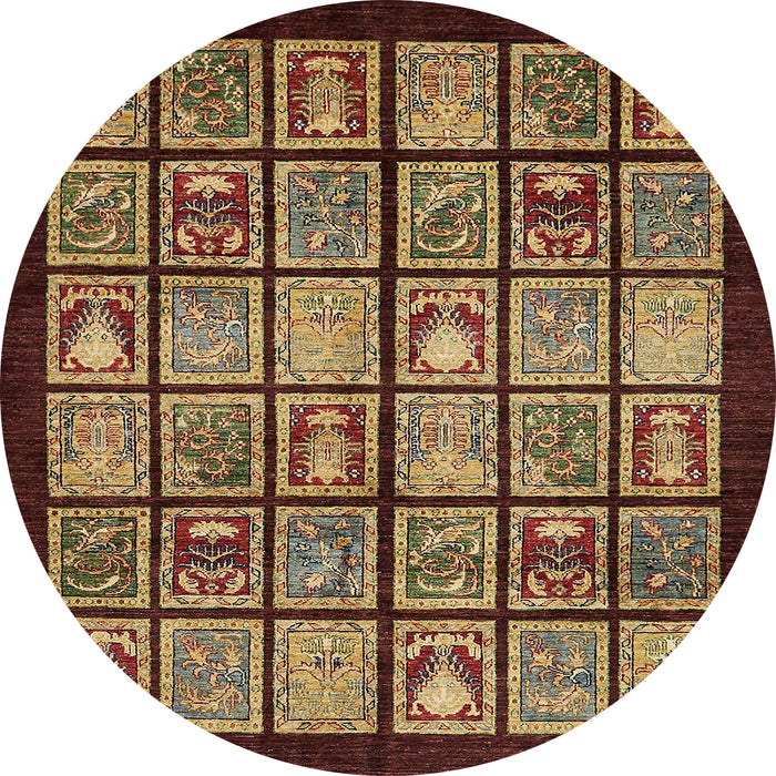 Round Abstract Red Modern Rug, abs612