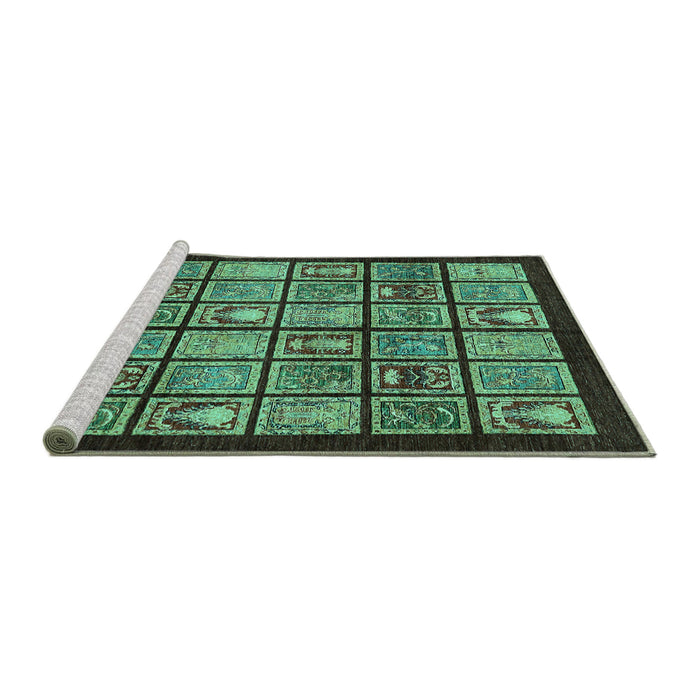 Sideview of Machine Washable Abstract Turquoise Modern Area Rugs, wshabs612turq