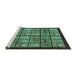 Sideview of Machine Washable Abstract Turquoise Modern Area Rugs, wshabs612turq