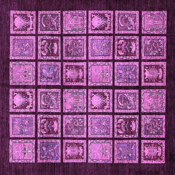 Square Machine Washable Abstract Purple Modern Area Rugs, wshabs612pur