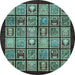 Round Abstract Light Blue Modern Rug, abs612lblu