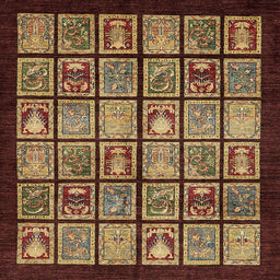 Square Machine Washable Abstract Red Rug, wshabs612