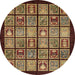 Round Machine Washable Abstract Red Rug, wshabs612