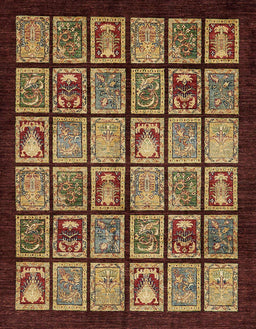 Machine Washable Abstract Red Rug, wshabs612