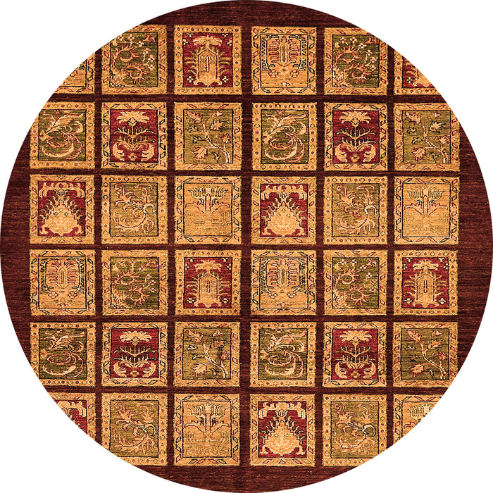 Round Abstract Orange Modern Rug, abs612org